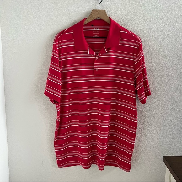 Adidas Pure Motion Golf Polo Red White Stripe Large - Picture 1 of 6